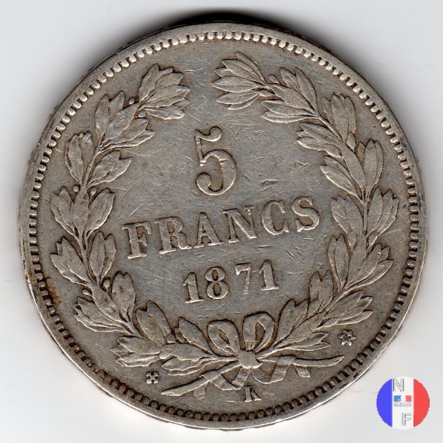 5 franchi Cerere - senza legenda 1871 (Bordeaux)