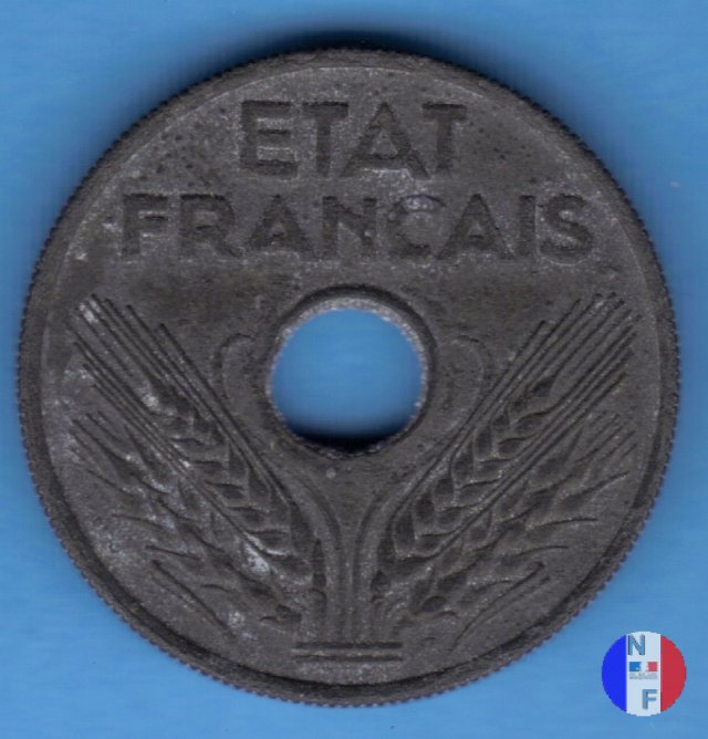 20 centesimi - tipo 20 in zinco 1942 (Parigi)